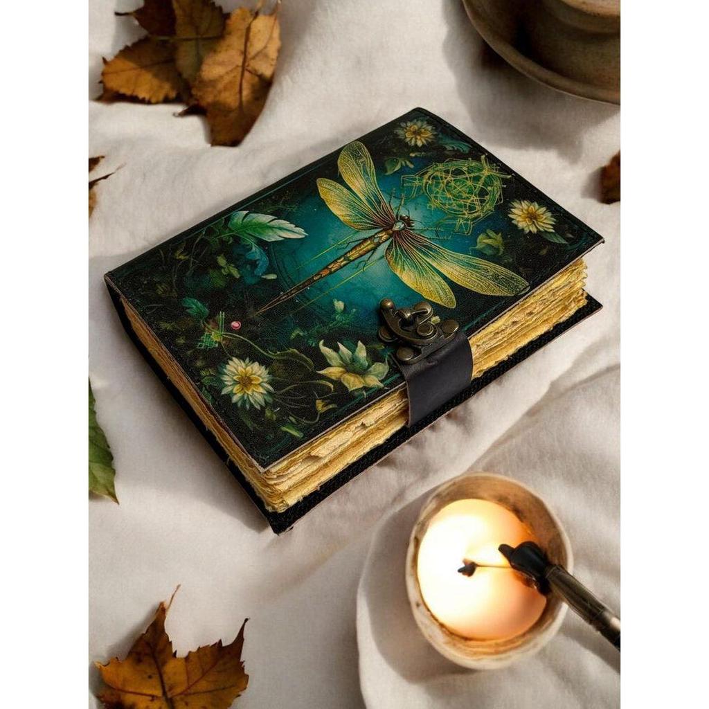 Мистическая Стрекоза Кожаный Журнал – Винтажный Рукописный Бумажный Дневник, Блокнот с Искусством Природы, Подарок для Писателей и Художников”