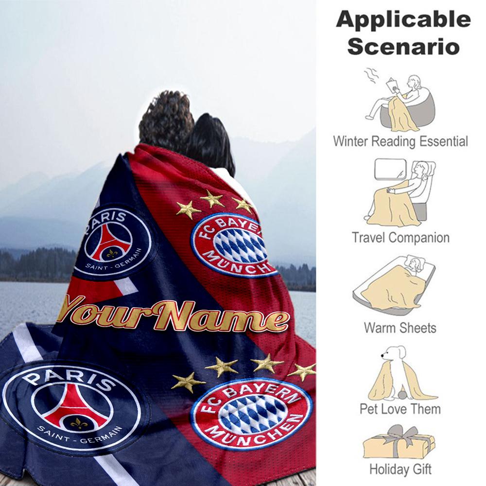 Fc Bayern München 13 Personalized Text Blanket Multi-purpose Customizable Blanket Ultra-Soft Throw For Office Chair Office Bed Sofa