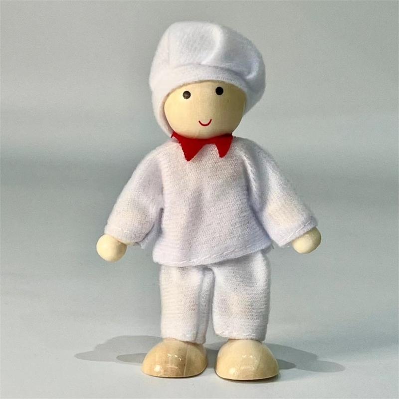 Классические деревянные кукольные домики Семья с подвижными конечностями и яркой одеждой для детей от 3 лет
