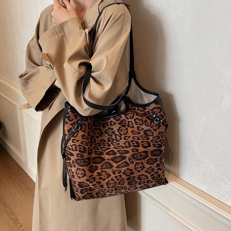 Сумка Commuter с леопардовым принтом, большая вместимость, женская сумка через плечо, студенческая сумка-тоут