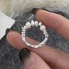 Настоящее Стерлинговое Серебро Пресноводный Жемчуг Круглые Кольца для Женщин Модные Регулируемые Тонкие Минималистичные Аксессуары