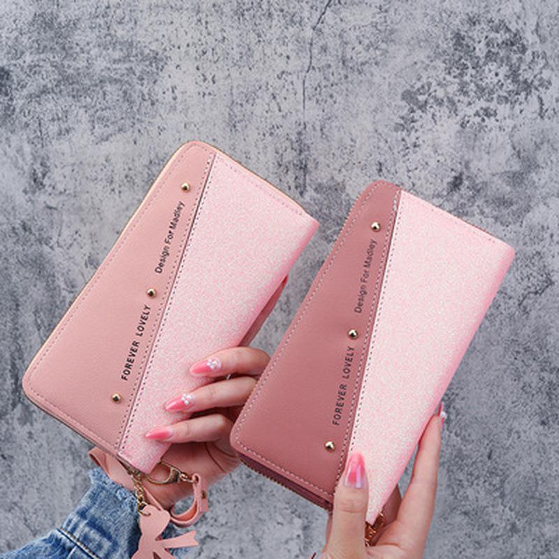 Fashion Women's Wallets Pu Leather Long Sequins Patchwork Glitter Wallet Coin Purse Female Wallets Girls Gifts