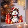Waterproof PVC Window Decorations Christmas Spotted Puppy/Penguin Static Sticker Cute Watercolor Animal Glass Stickers with Colorful Lights