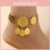 Luxury Gold Alloy Coin Anklet Women Fashion Accessory With Tassel Design Dangle