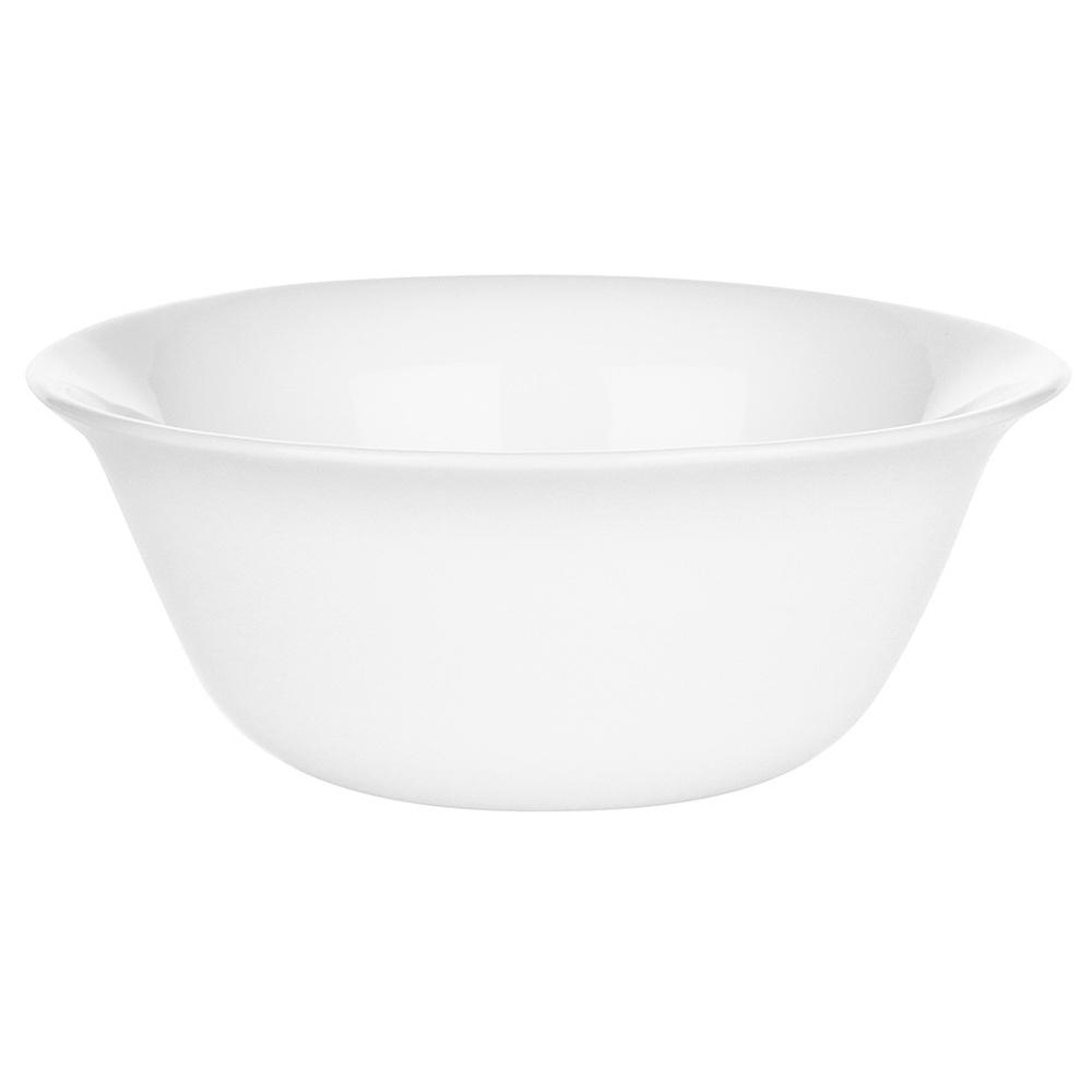 Deep glass dinner plates, white, 21.5 cm, 400 ml, 6 pcs.
