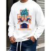 Dragon Ball Crew Neck Sweatshirt, Windproof Thermal Cuffs, Cold Morning Commute Outfit