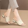Fashion Women's Slippers and Ladies Sandals Red Heeled Outside Shoes Leather Open Toe Slides Sexy Elegant Fashionable Normal Top Designs