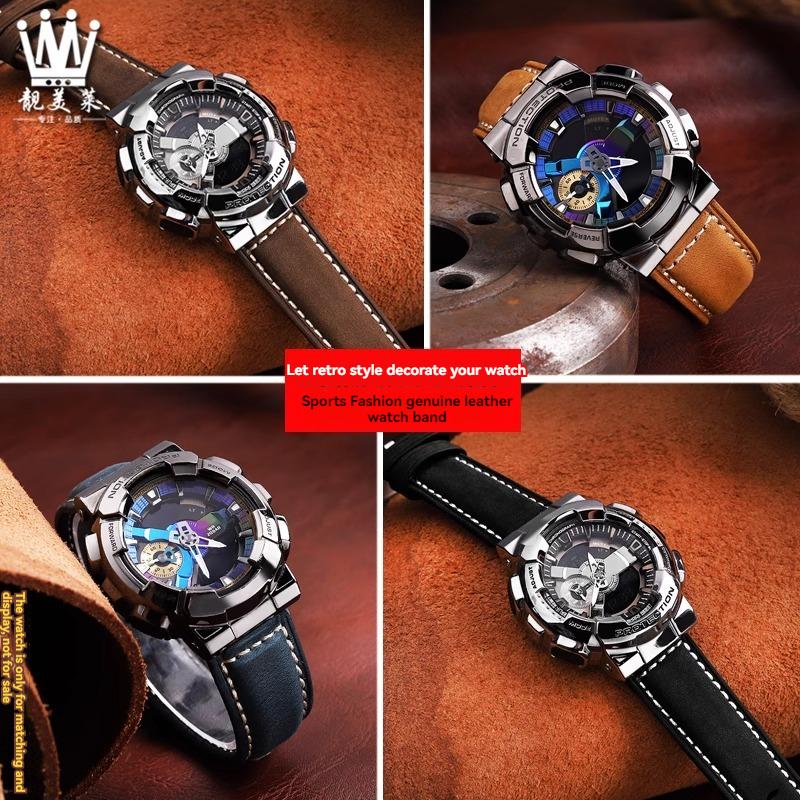 Для Casio Small Steel Cannon GM-110 GM110 GM6900 GM-6900 Модифицированный ремешок для часов из винтажной воловьей кожи Мужской винтажный ремешок 16 мм