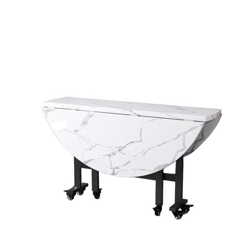 Modern Minimalist 10-Person Round Folding Dining Table for Small Apartments and Rental Rooms