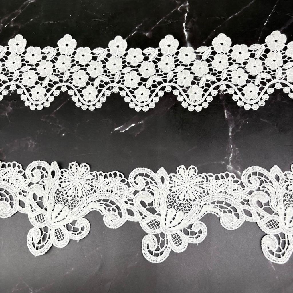 Водорастворимое кружево, кружево с вышивкой из молочного шелка, волновой штрих-код с большим цветком, аксессуары для женского платья