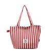 Вместительная полосатая сумка-тоут женская 2025 модная для поездок на работу двусторонняя парусиновая сумка корейская простая на плечо через плечо