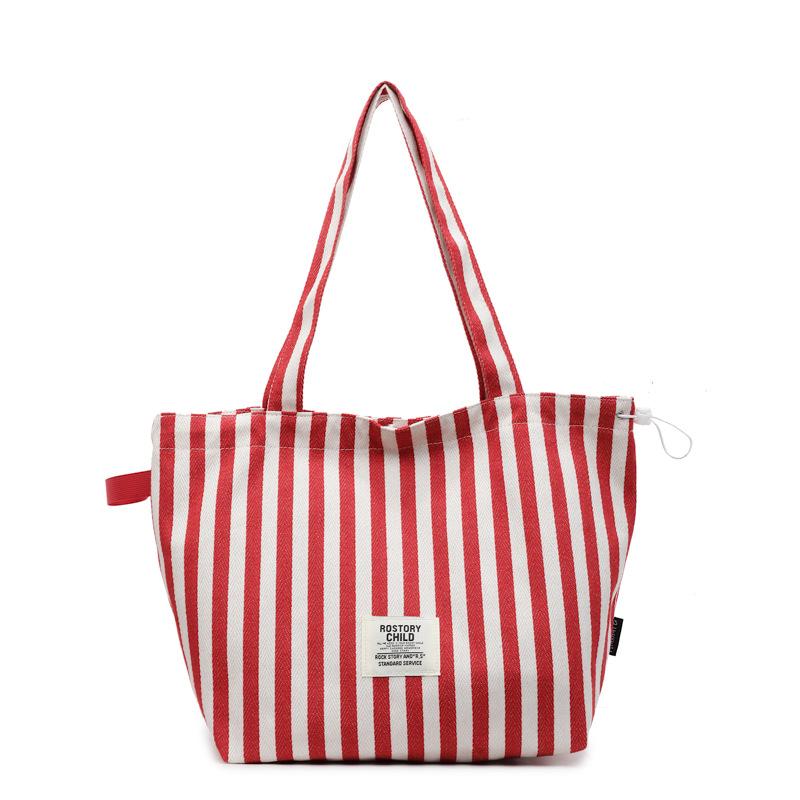 Вместительная полосатая сумка-тоут женская 2025 модная для поездок на работу двусторонняя парусиновая сумка корейская простая на плечо через плечо
