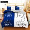 Комплект пододеяльника King и Queen из микрофибры с бородой и красными губами, комплект постельного белья размера King для пары, романтические подарки на День святого Валентина