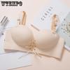 Breathable Fashion Sexy Push Up Bra One Piece Underwear Seamless No Steel Ring Gather Drawstring Small Bra Sexy Straps Thin Bra