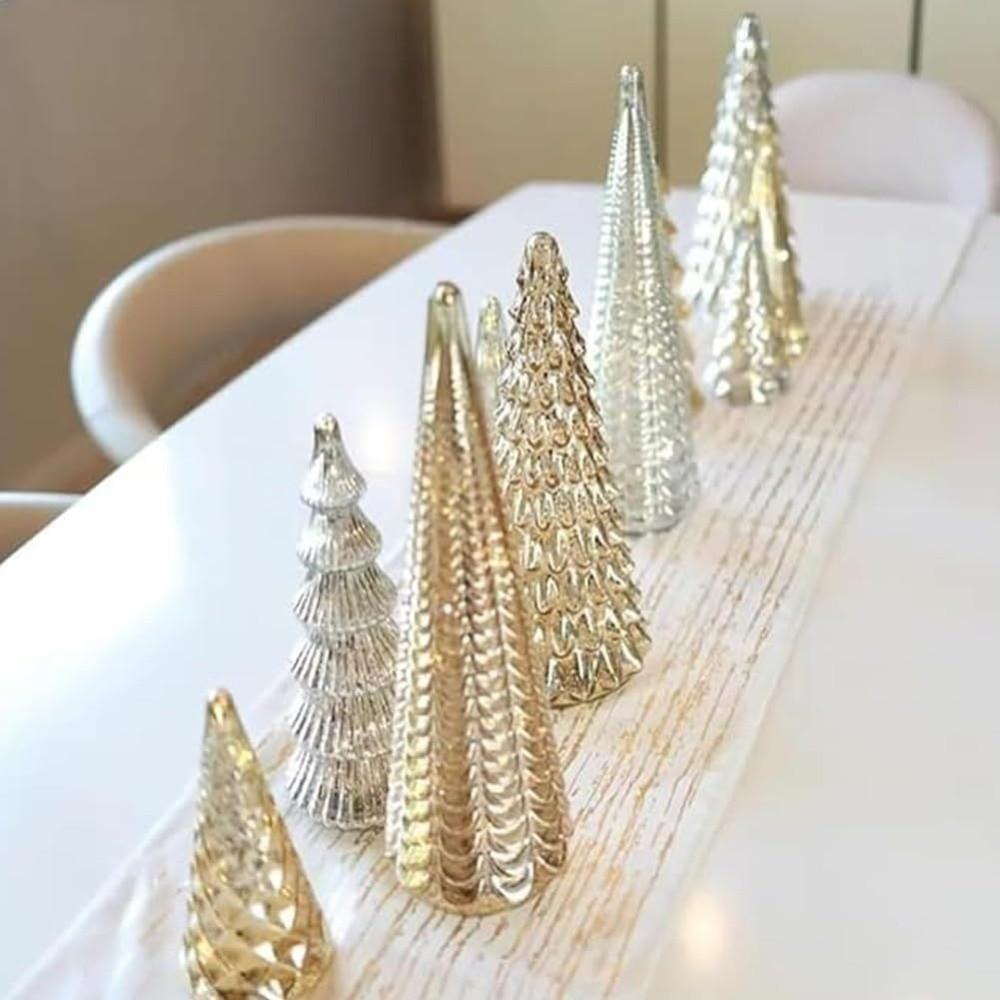 Набор из 5 креативных рождественских елок из ртутного стекла, серебряные рождественские украшения для рождественского декора