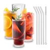 4Pcs Ribbed Glassware Drinking Glasses with Straws, Ribbed Glassware, Cocktail Glasses, Vintage Glassware, Whiskey Glasses, Coffee Bar Accessories