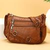 Retro Fashion Trend Four Seasons Soft Leather Multi-compartment Multi-pocket High-end Multi-compartment Single Shoulder Messenger Bag Women's Bag
