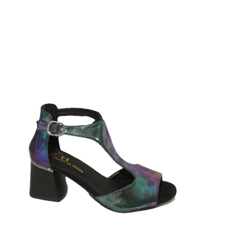 Модные женские босоножки на высоком каблуке с открытым носком, массивные туфли 2024 года, летняя мода, новые туфли для ходьбы, элегантные трендовые платья, женские туфли