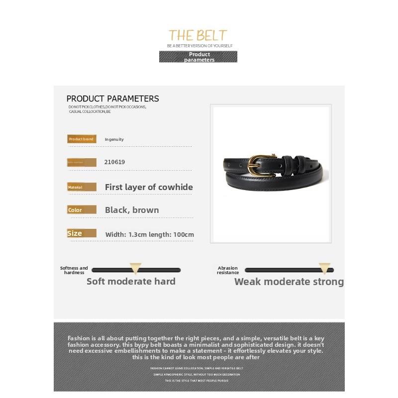Genuine leather women's belt - casual single loop business top grain cowhide waist belt - waist chain