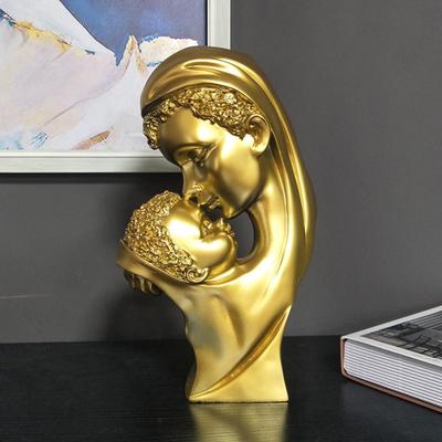 Статуэтка «Поцелуй матери и ребенка» из смолы, абстрактная скульптура, домашний декор, настольная фигурка «Любовь семьи», подарок маме от сына и дочери