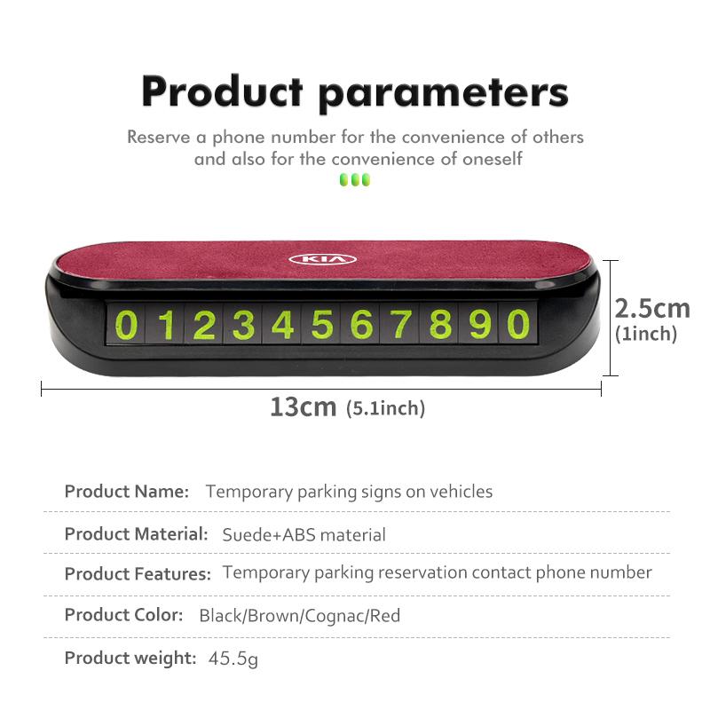 ABF3 Car Temporary Parking Signs Vehicle Stop Card Plate Accessories For KIA Cerato Soul Venga Forte Spectra Sedona Niro Cadenza