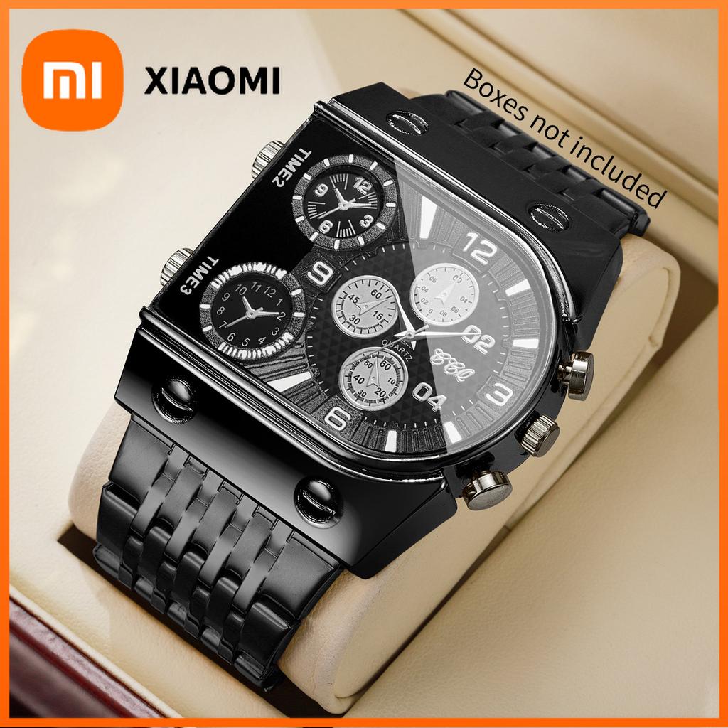 Xiaomi Роскошные квадратные декоративные циферблаты Мужские деловые часы Черный ремешок из нержавеющей стали Кварцевые наручные часы Спортивные Reloj Hombre (Без коробки)