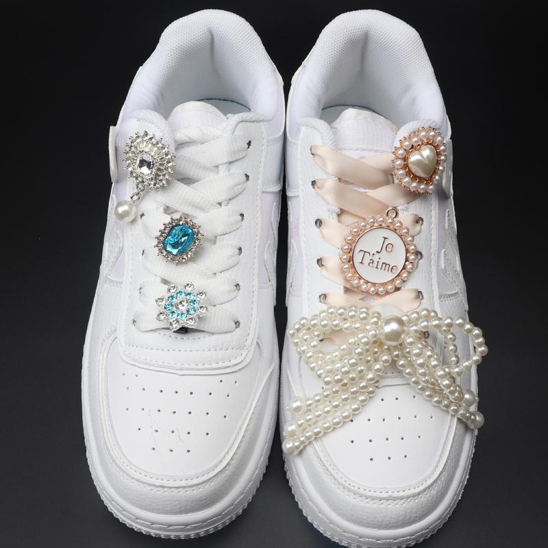 Shoe Charms for Sneakers Shoelaces Clips Buckle Decorations Rhinestones Pearl Gem Casual Flower Fashion Shoes Accessories 1 PCS