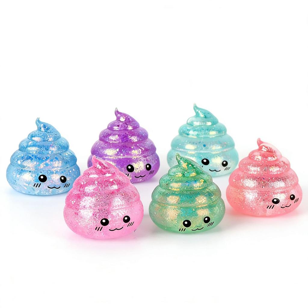 1/6Pcs Sparkling Poop Maltose Fidget Toys Slow Rebound Squeeze Stress Relief Pinch Toys Poo Funny Sensory Toy For Kids Gifts