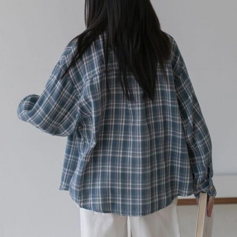 Navava Women Casual Check Long Sleeve Shirt Nb2968