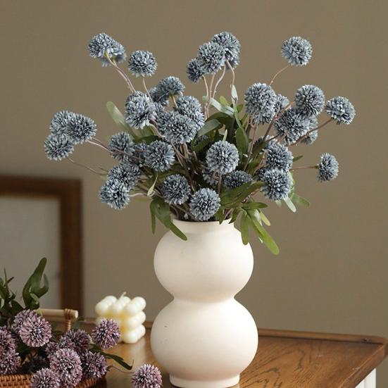 Искусственные цветы Хризантема помпон из искусственного шелка 5 голов Осенний шар Стебли хризантемы Реалистичные искусственные цветы одуванчика для свадебного домашнего декора