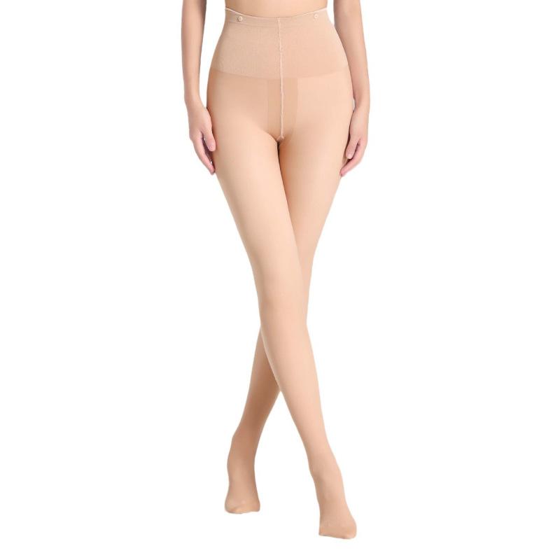 Plus-size double-layer black silk stockings for women, with a natural nude feel, thickened for warmth, sexy and non-slip pantyhose