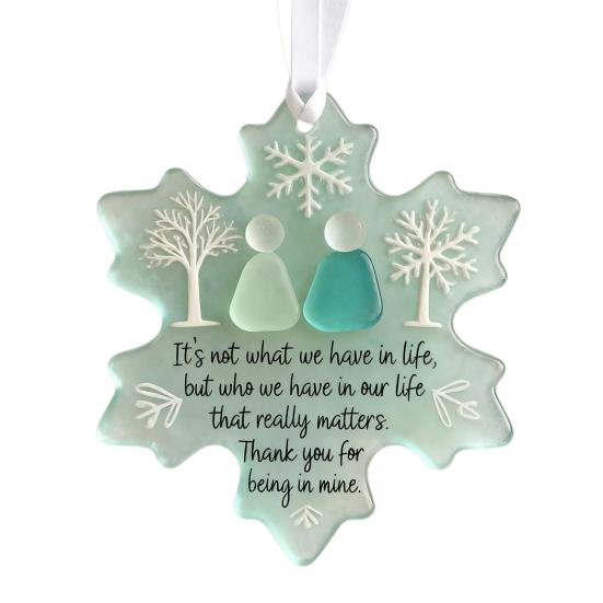 Yousheng Декор дружбы из морского стекла в форме снежинки Ручная работа Искусство из морского стекла Рождественское украшение Прибрежный сувенир дружбы для лучших друзей