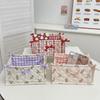 Square Storage Basket Lace Flower Desktop Organizer Storage Basket Korean Quilted Storage Basket Cute Storage Frame Decoration