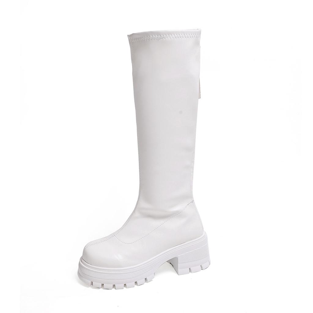 2025 внешняя торговля осень новая круглая голова толстый каблук толстая подошва рукав модные универсальные зарубежный стиль европейские и американские сапоги женщины