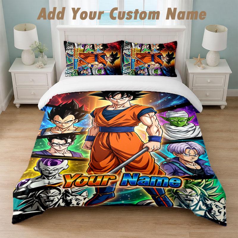 Bedding Set 1 Duvet Cover 2 Pillowcases Dragon Ball Print Soft Bed Linen Bedroom Decor