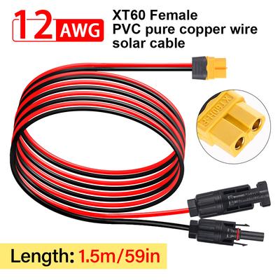 0,6/1,5 м 12 AWG Оригинальный подлинный female-разъем XT60 Солнечный наружный накопитель энергии Кабель для зарядки питания