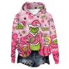 Women's Hooded Long Sleeve Christmas Printed Flannel Top Hooded Sweatshirt