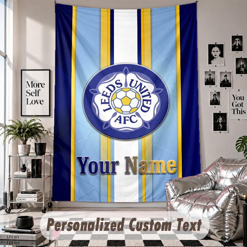 Wall Hanging Tapestry With Custom Name & Text, Leeds United Decorative Tapestry For Bedroom