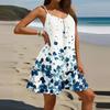 Женское модное повседневное платье без рукавов с круглым вырезом и цветочным принтом для пляжа