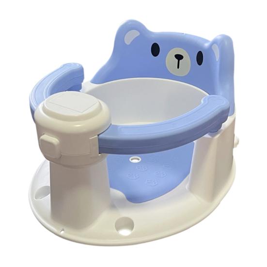 Стульчик для купания с дизайном мультяшного животного, Детское безопасное сиденье с ограждением, Противоскользящее дно, Поддерживающее положение при сидении, Высокая спинка, Инструмент для купания
