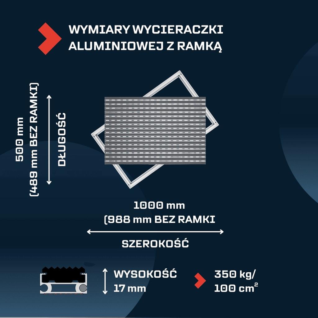Polentex Aluminum Rubber Doormat: 100X50, 17Mm With Frame