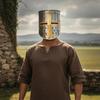Шлем Тамплиера-Крестоносца, Ручной работы Рыцарский Шлем с Золотым Крестом, Средневековый Стальной Большой Шлем для Косплея,