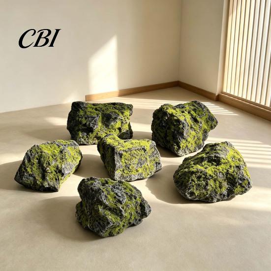 Synthetic Stone with Moss Texture Artificial Rocks for Landscaping, Lightweight Faux Decor Outdoor Durable Foam Rock Pond Garden Backyard, Realistic