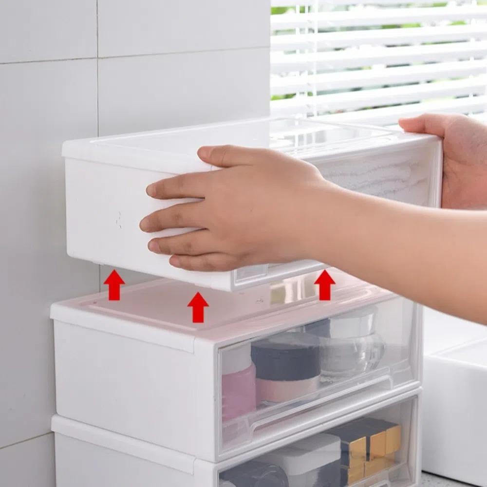 Прозрачный настольный ящик для хранения косметики, макияжа, ювелирных изделий, модный офисный шкаф для хранения, кухня