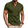 Мужские летние топы с воротником-стойкой и пуговицами, с полузастежкой, футболка с коротким рукавом, повседневные свитера, повседневная одежда