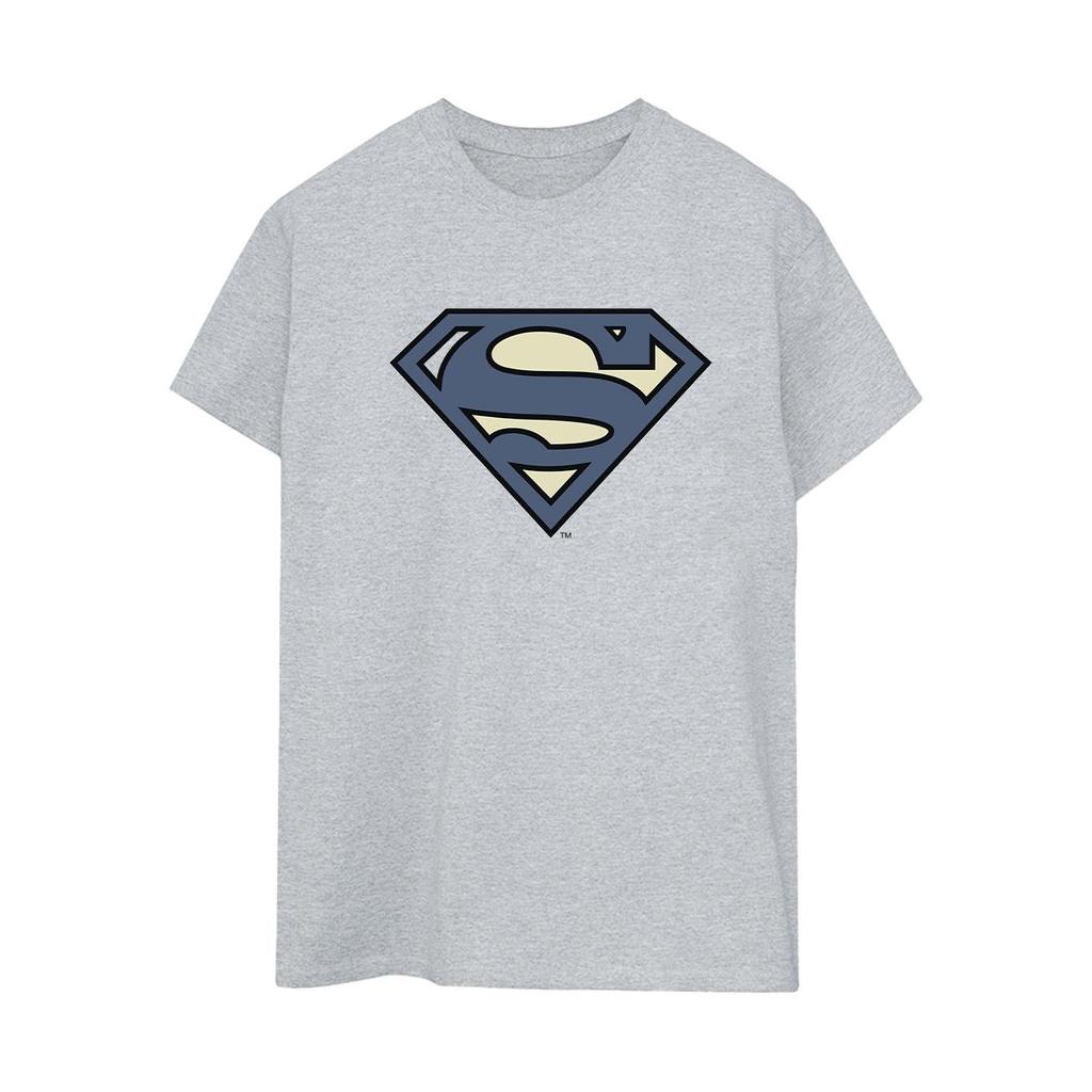 DC Comics Womens/Ladies Superman Indigo Blue Logo Cotton Boyfriend T-Shirt