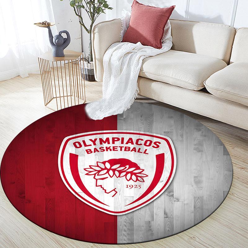 Olympiacos F.C,Round Area Rug,Carpet Rug for Living Room Bedroom Sofa Playroom Decor,Non-slip Floor Mat