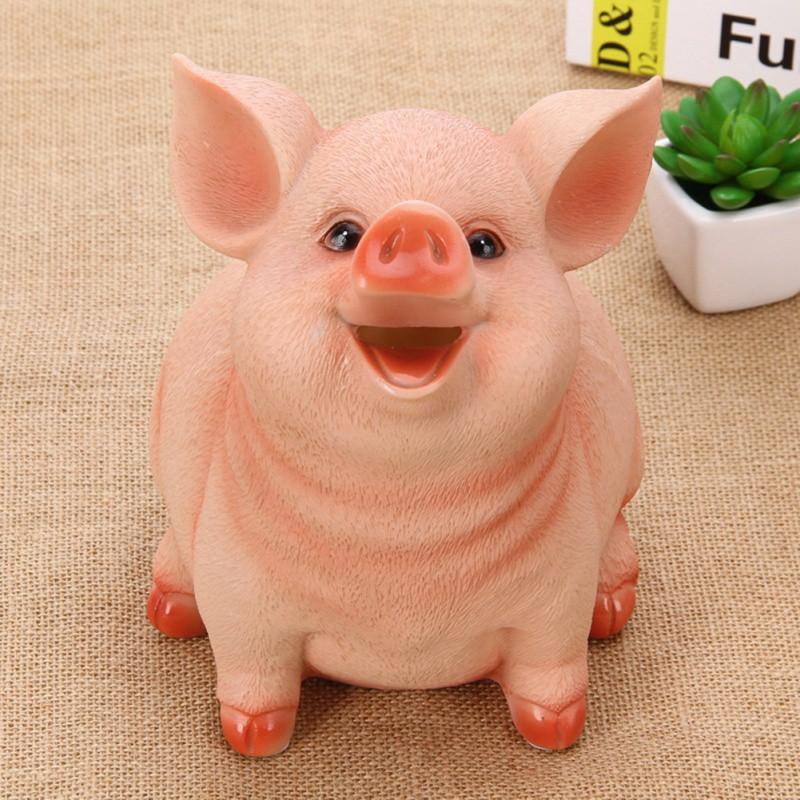 Children Cute Pig Piggy Bank Coin Saving Box Jar Desktop Resin Piggy Bank Coins Organizer Storage Box EURO Coins Deposit Tanks