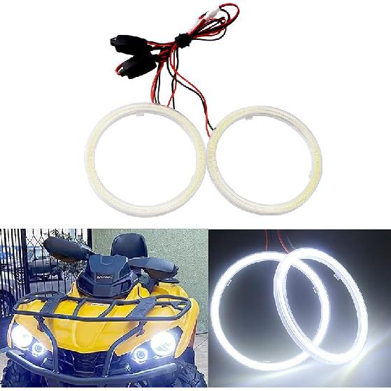 2 Pcs White 80MM Car Angel Eyes Halo Rings COB Light Circle Ring LED Fog Light Bulbs DRL Lamp with Plastic Cover 12V 24V