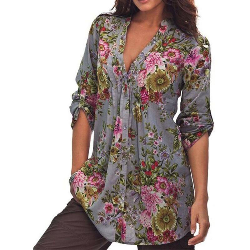Classic Fall Short Sleeve Printed Shirt For Women Casual Wear